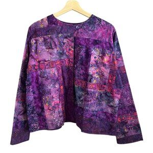 Molly Hutchins Maine Handmade Quilted Patchwork‎ Jacket Purple M L Boho Artsy